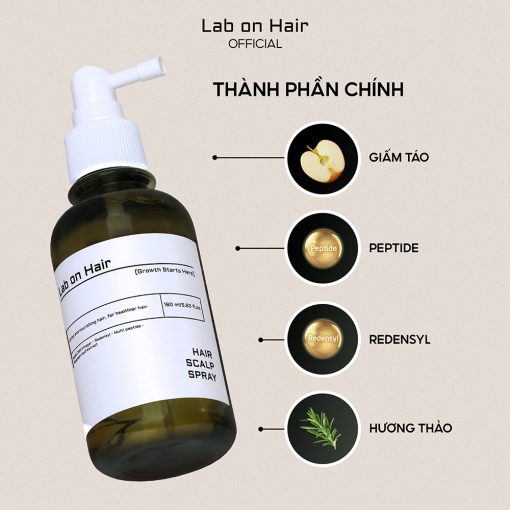 Xịt dưỡng hỗ trợ mọc tóc Lab on Hair với giấm táo, Redensyl, Multi peptide, chiết xuất lá hương thảo 160ml - Ảnh 3