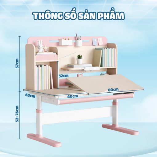 [MỚI]  Bộ bàn học chống gù gỗ tự nhiên Sakawin SO04, Bàn học cao cấp cho bé, Thiết kế hiện đại, Kích thước lớn 1m2 - Ảnh 4