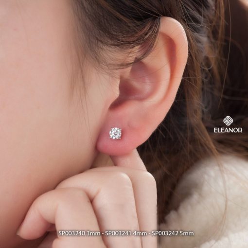 Bông tai nữ nụ đính đá chuôi bạc 925 Eleanor Accessories khuyên tai basic phụ kiện trang sức 3240 - Ảnh 3