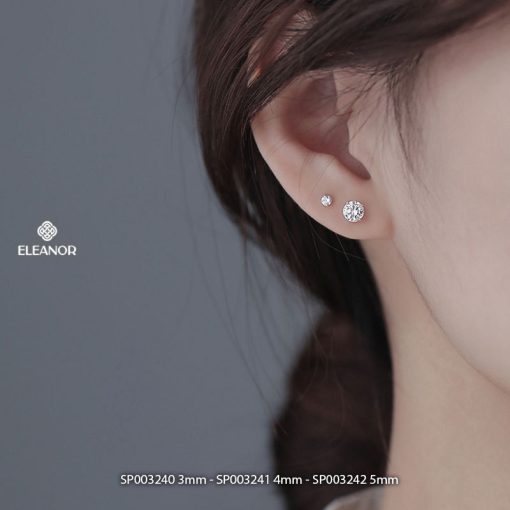 Bông tai nữ nụ đính đá chuôi bạc 925 Eleanor Accessories khuyên tai basic phụ kiện trang sức 3240 - Ảnh 5