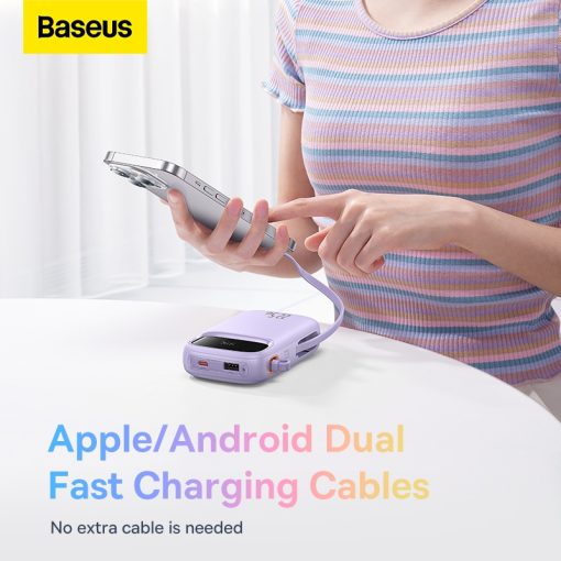 Sạc Dự Phòng Hai Đầu Dây Baseus 20000mAh PD 22.5W TypeC &IP 2 Cổng Tiện Dụng Cho iP 15 14 13 Samsung Điện Thoại - Ảnh 3