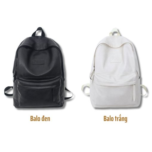 Balo da nữ đi học GENBAG balo da pu nam nữ ulzzang chống thấm nước basic trơn đựng laptop 15,6 inch BL23 - Ảnh 4