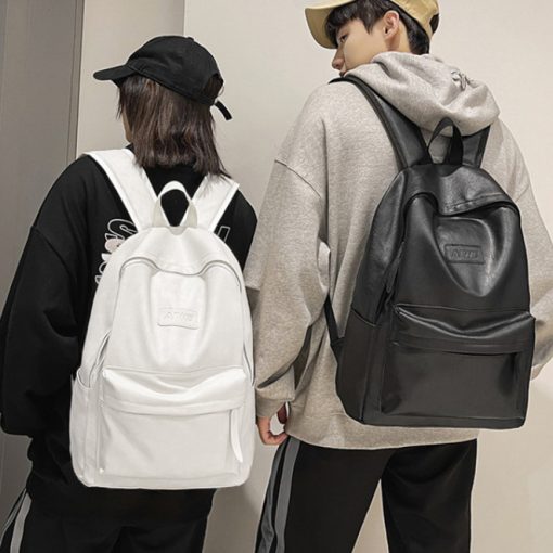 Balo da nữ đi học GENBAG balo da pu nam nữ ulzzang chống thấm nước basic trơn đựng laptop 15,6 inch BL23 - Ảnh 2
