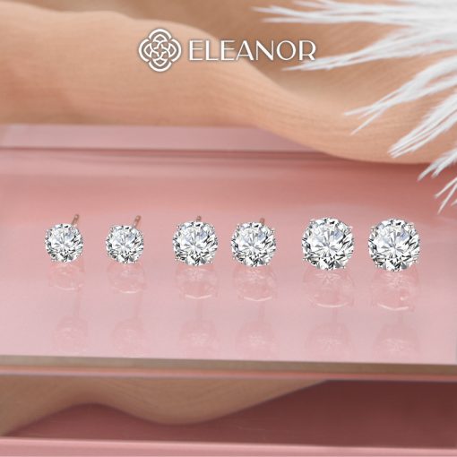 Bông tai nữ nụ đính đá chuôi bạc 925 Eleanor Accessories khuyên tai basic phụ kiện trang sức 3240 - Ảnh 2