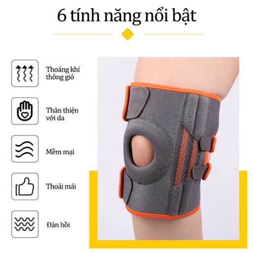 Bó Gối Thể Thao Bảo Vệ Đầu Gối Cao Cấp 4 Lò Xo Đàn Hồi Có Đệm Silicone, Băng Gối Chạy Bộ Tập Gym [BG02] - Ảnh 3