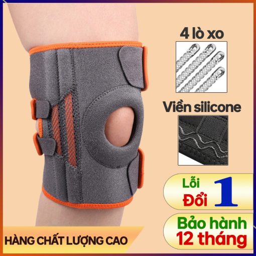 Bó Gối Thể Thao Bảo Vệ Đầu Gối Cao Cấp 4 Lò Xo Đàn Hồi Có Đệm Silicone, Băng Gối Chạy Bộ Tập Gym [BG02] - Ảnh 2