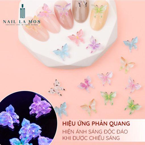 Khay 12 ô charm bướm trang trí kim tuyến La D’ Fera chính hãng - Charm butterfly phản quang ánh sáng trang trí móng nail - Ảnh 5