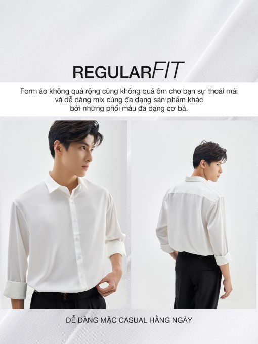 Áo sơ mi nam tay dài JBAGY Pastel sơ mi trắng form rộng, vải lụa tăm cao cấp phong cách Hàn Quốc - Ảnh 4