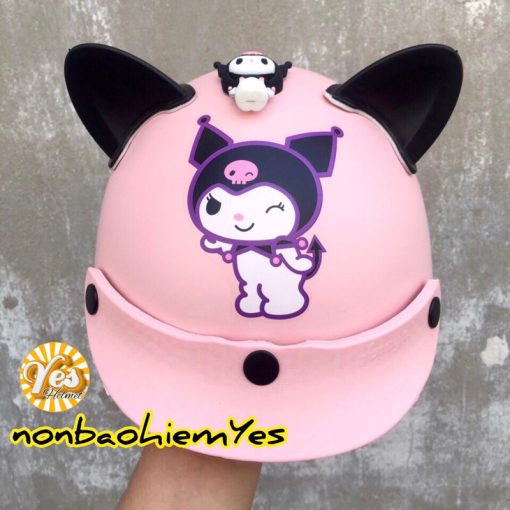 Mũ bảo hiểm Kuromi kính cho bé & người lớn cao cấp - Ảnh 4