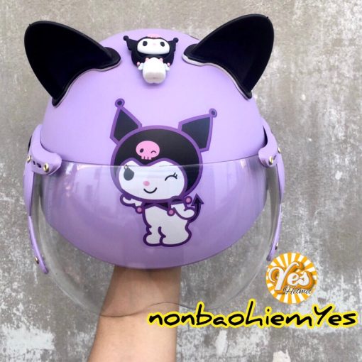 Mũ bảo hiểm Kuromi kính cho bé & người lớn cao cấp - Ảnh 5