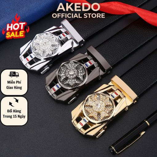 Thắt lưng mặt xoay nam cao cấp thời trang, dây lưng da khóa tự động X003, Combo Dây nịt Akedo - Ảnh 2