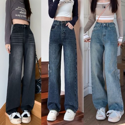 Quần jean Suông Ống Rộng màu Xanh Nhạt Mài Thời Trang dành cho BigSize hot hit 4542 0024 quần bò nữ ống rộng dáng xuông - Ảnh 2