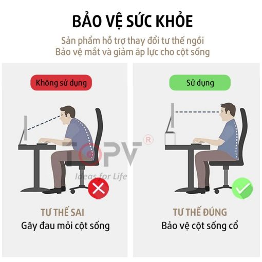 Kệ máy tính gỗ TopV để bàn giá đỡ laptop nâng pc 1 2 tầng trắng kệ màn hình decor bàn học kê vi tính TopV Home - Ảnh 5