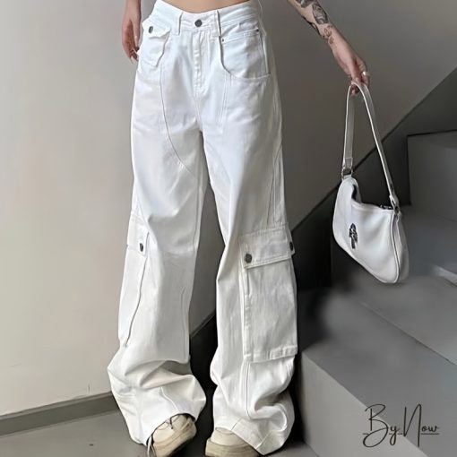 [ Hàng Sẵn ] Cargo Pants trắng , quần ống rộng túi hộp kaki unisex ( lùi 1 size ) - 22FIT FTH5 - Ảnh 5