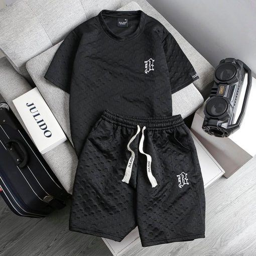 Bộ thể thao nam nữ JULIDO áo tay ngắn quần short dáng rộng thời trang Phối Dây Rút bản to Thời Trang Unisex - Ảnh 3