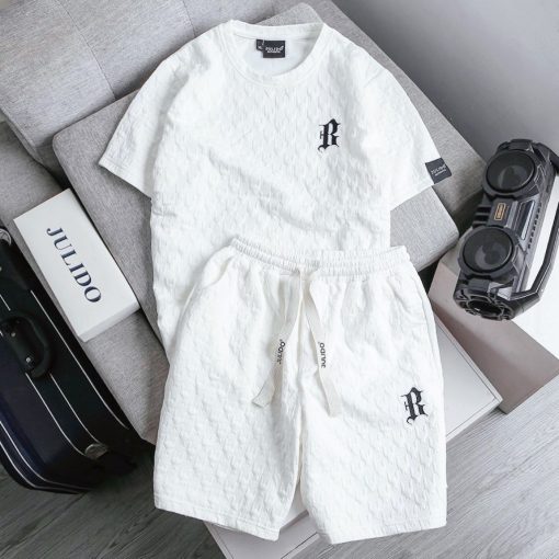 Bộ thể thao nam nữ JULIDO áo tay ngắn quần short dáng rộng thời trang Phối Dây Rút bản to Thời Trang Unisex - Ảnh 2