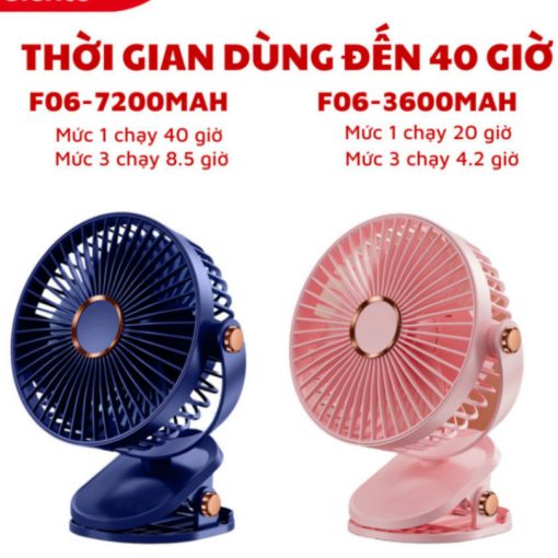 ( Loại 1)  Quạt tích điện kẹp bàn mini để bàn 5 mức độ có đèn led pin 5000 MHA Và 10000 MHA cao cấp - Ảnh 3
