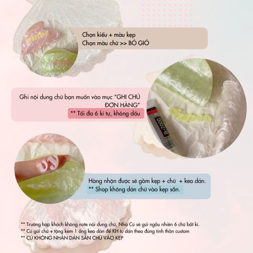 Kẹp Tóc Càng Cua Xà Cừ NHÀ CÚ Custom Tên Chất Liệu Acrylic Thời Trang Cho Nữ Hot Trend 5795 - Ảnh 4