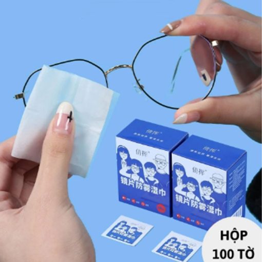 Khăn lau kính Nano hộp 100 miếng khăn giấy chống bám hơi nước, giấy lau kính chống mờ sương, mồ hôi, chống nhờn 88500 - Ảnh 3