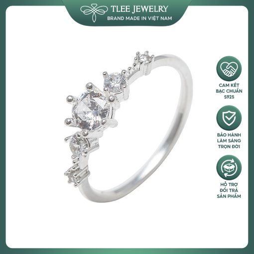 Nhẫn bạc nữ TLEE Snow Princess nạm đá lấp lánh TLEE JEWELRY A0156 A0163 - Ảnh 3
