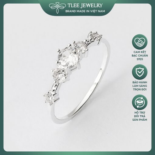 Nhẫn bạc nữ TLEE Snow Princess nạm đá lấp lánh TLEE JEWELRY A0156 A0163 - Ảnh 2