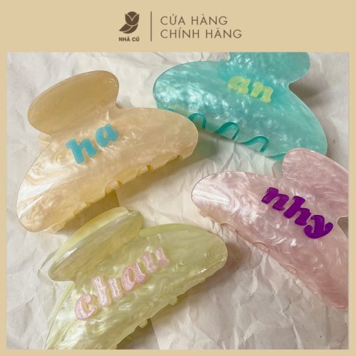 Kẹp Tóc Càng Cua Xà Cừ NHÀ CÚ Custom Tên Chất Liệu Acrylic Thời Trang Cho Nữ Hot Trend 5795 - Ảnh 3
