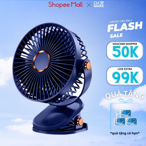 ( Loại 1)  Quạt tích điện kẹp bàn mini để bàn 5 mức độ có đèn led pin 5000 MHA Và 10000 MHA cao cấp - Ảnh 2