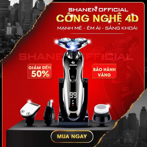 Máy cạo râu đa năng 3 lưỡi kép SHANEN, Tỉa lông mũi tiện lợi, Cạo cực sát, êm, chống nước tuyệt đối - Ảnh 3