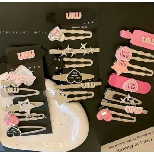 Set 7 kẹp mái Y2k ngẫu nhiên bằng kim loại sang chảnh - Ảnh 2