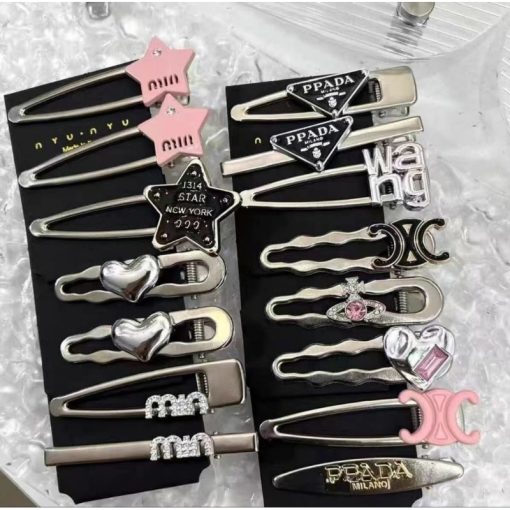 Set 7 kẹp mái Y2k ngẫu nhiên bằng kim loại sang chảnh - Ảnh 5