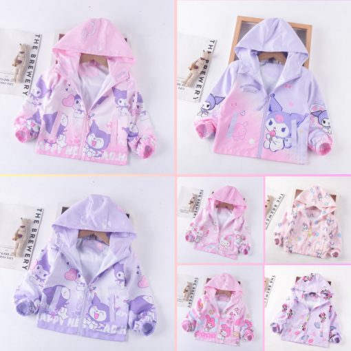 Áo khoác gió cho bé gái 2-9 tuổi, áo gió bé gái 2 lớp nhẹ thoáng họa tiết Kuromi, minnie, pony đáng yêu P1 - Ảnh 2