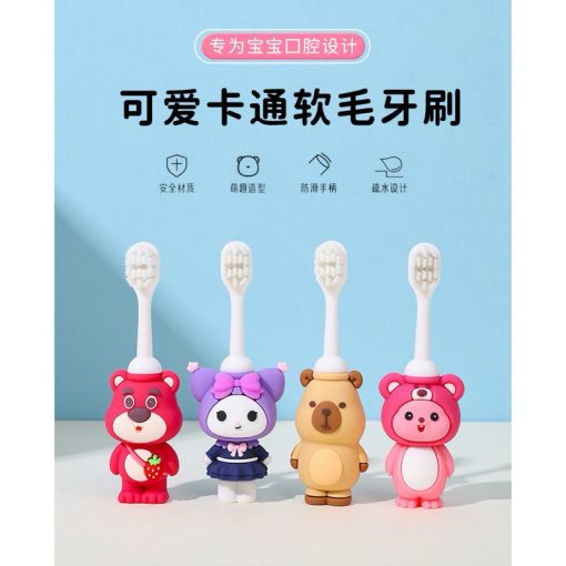 Bàn Chải Đánh Răng Siêu Mềm Cho Bé Từ 1 Tuổi hình Kuromi, gấu dâu, chuột Capybara - Kèm hộp - Ảnh 4