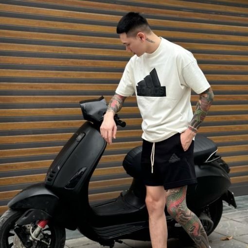 Bộ quần áo cộc adidas logo in nổi độ hoàn thiện cao chất liệu dày dặn thoáng mát-bộ cộc nam nữ - Ảnh 4