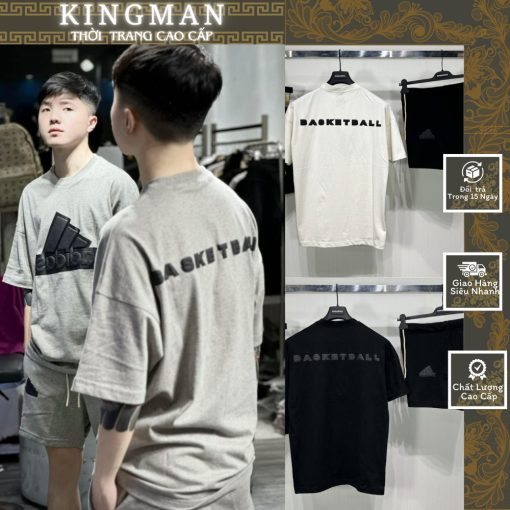Bộ quần áo cộc adidas logo in nổi độ hoàn thiện cao chất liệu dày dặn thoáng mát-bộ cộc nam nữ - Ảnh 2