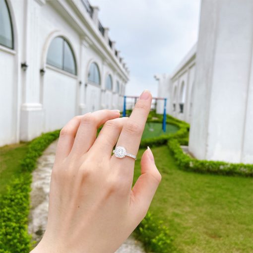 Nhẫn bạc nữ TLEE mặt vuông viền đính đá cao cấp TLEE JEWELRY A0153 - Ảnh 4