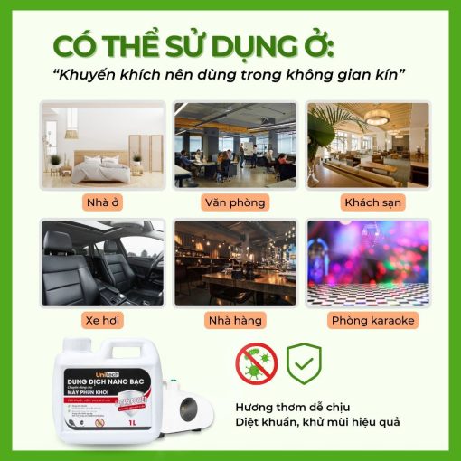Nano bạc tạo khói khử khuẩn Unitech 1L - Tinh dầu xông khói khử khuẩn ô tô, khử mùi, nấm mốc - Ảnh 3