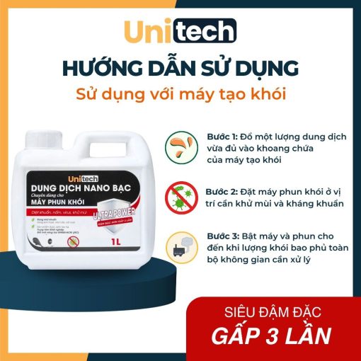 Nano bạc tạo khói khử khuẩn Unitech 1L - Tinh dầu xông khói khử khuẩn ô tô, khử mùi, nấm mốc - Ảnh 4