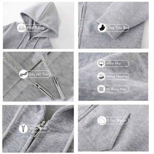 Áo Khoác Nỉ Hoodie Zip Trẻ Trung Vải Nỉ Dày Dặn , Chất Nỉ Siêu Mịn Hàng Cao Cấp Chuẩn Form, Chính Hãng LOCALBRAND - Ảnh 4
