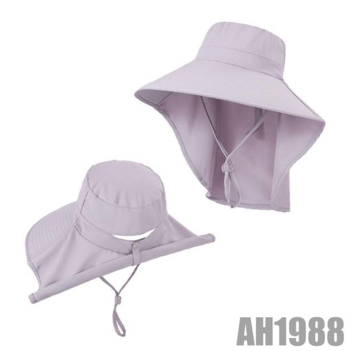 Mũ chống nắng nam nữ vành rộng che gáy có dây rút chất vải cotton mát thời trang AH1988 - Ảnh 4