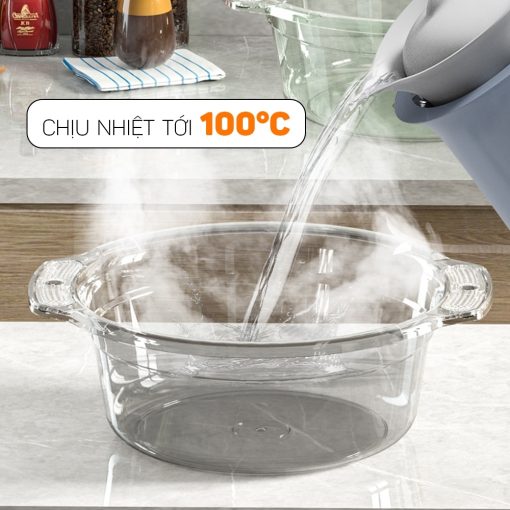 Thau, Chậu nhựa trong suốt chất liệu PP cứng cáp an toàn chịu nhiệt tới 100 độ, có móc treo chắc chắn Gobi - Ảnh 4