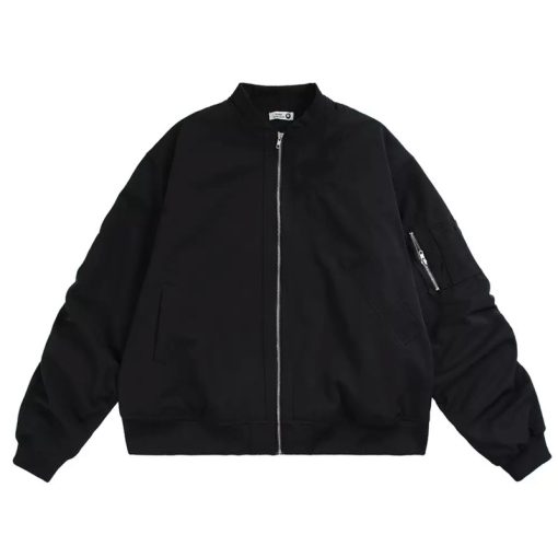Áo Khoác Bomber Jacket Tay Nhún Nam nữ - Áo Khoác Gió Bomber Jacket dù 2 lớp dày dặn form rộng siêu xinh mẫu Bassic 2024 - Ảnh 2