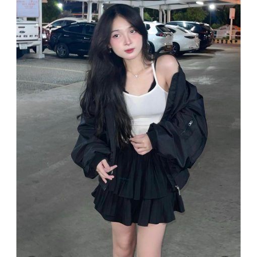 Áo Khoác Bomber Jacket Tay Nhún Nam nữ - Áo Khoác Gió Bomber Jacket dù 2 lớp dày dặn form rộng siêu xinh mẫu Bassic 2024 - Ảnh 3