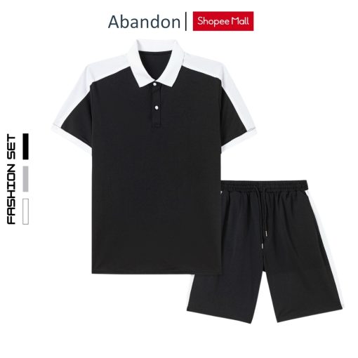 Đồ Bộ Quần Áo Nam Thể Thao Mùa Hè Polo Chất Thun Cá Sấu Co Giãn ABANDON J9 - Ảnh 2