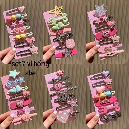 Set 7 kẹp sao vỉ hồng siêu dễ thương>FREESHIP< dành cho các bé gái  cực dễ thương - Ảnh 5