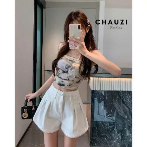 [DEAL MỞ BÁN]QUẦN SHORT JEANS ĐÙI NỮ LƯNG CAO PHỐI REN LƯNG LAI MÀU TRẮNG ĐEN KEM SIÊU CÁ TÍNH XỊN SÒ QS890 - Ảnh 3