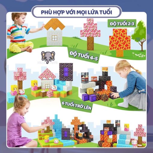 Đồ chơi khối nam châm từ tính minecraft cho bé xếp hình minecraft nam châm block đồ chơi xây dựng trẻ em - Ảnh 4