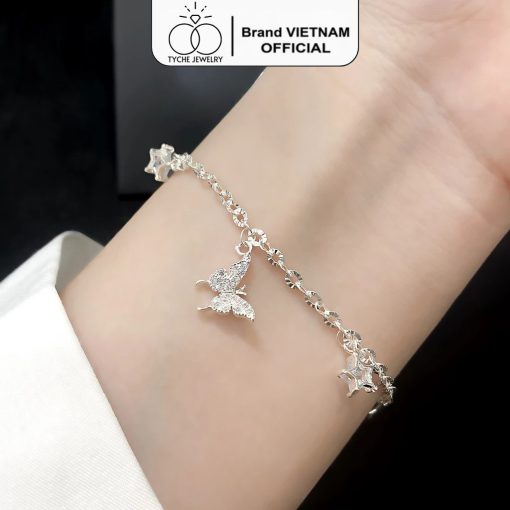 Lắc tay bạc nữ Tyche Butterfly sang trọng, vòng tay thanh lịch phù hợp đeo đi học,đi chơi,di làm TYCHE JEWELRY - Ảnh 3