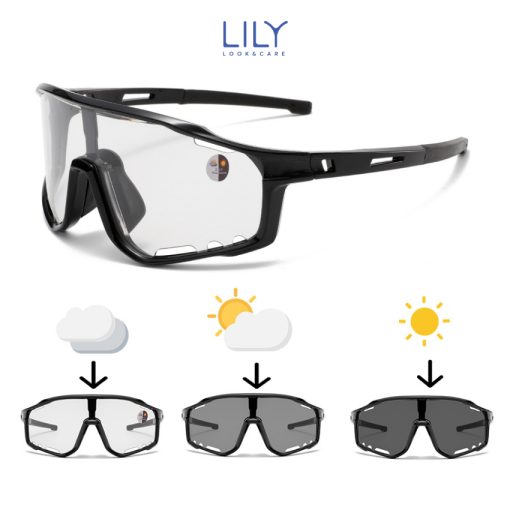 Kính mắt đổi màu ghi LILYEYEWEAR chống UV400 chống bụi đa năng bảo vệ mắt thích hợp đi đường và hoạt động thể thao 0117G - Ảnh 4