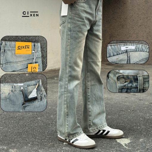 Quần jean ống loe nhẹ CIXEN Wash Dust VER 1 - Quần jeans nam loe wash DUST Streetwear - Ảnh 5