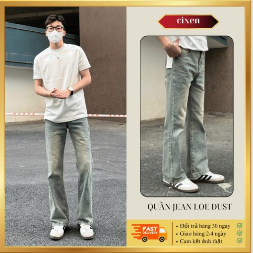 Quần jean ống loe nhẹ CIXEN Wash Dust VER 1 - Quần jeans nam loe wash DUST Streetwear - Ảnh 2